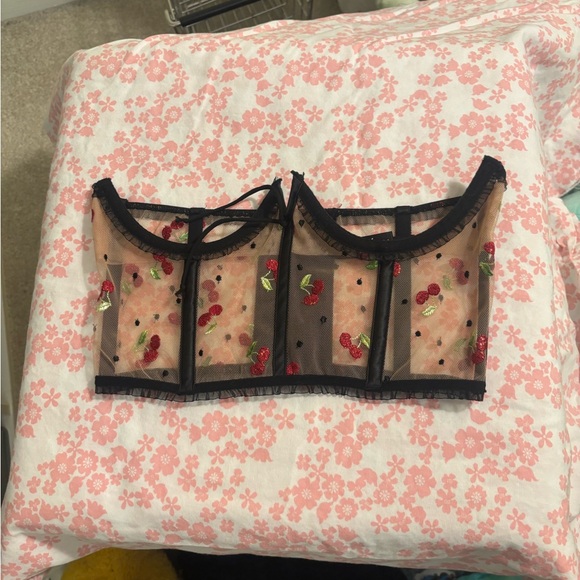 For Love and Lemons Cherry Underwire Bustier Lace Lingerie - Picture 2 of 4